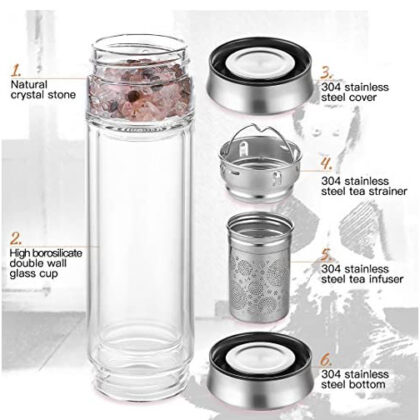 Glass Tea Infuser bottles with Gems Stones
